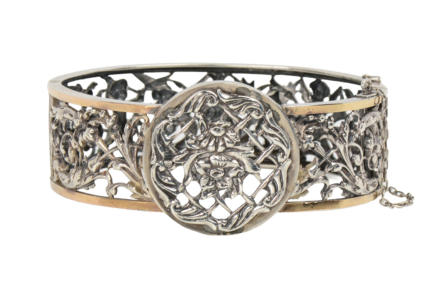 Neo Renaissance French Silver Bangle Bracelet