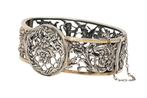 Neo Renaissance French Silver Bangle Bracelet