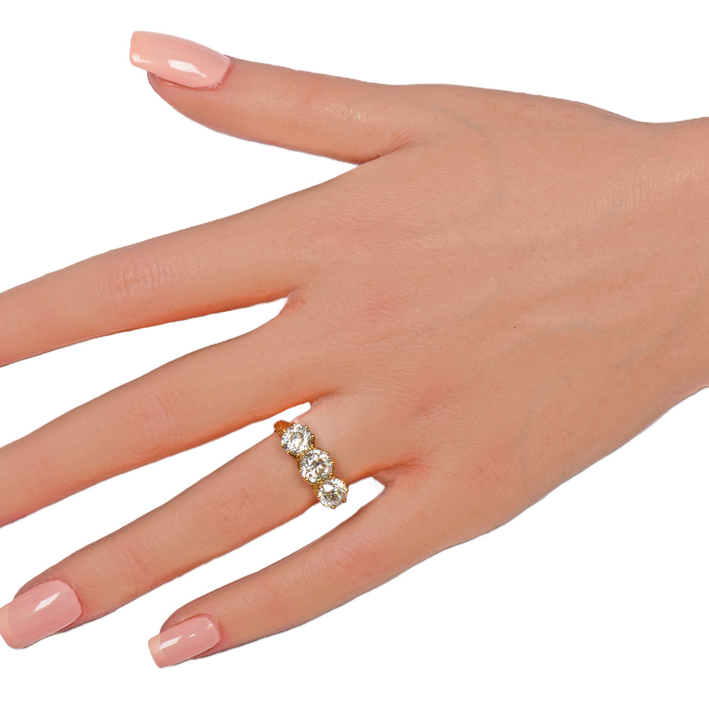 
                      
                        Three Old European Cut Diamond Trilogy Ring of 3.16 Carats
                      
                    