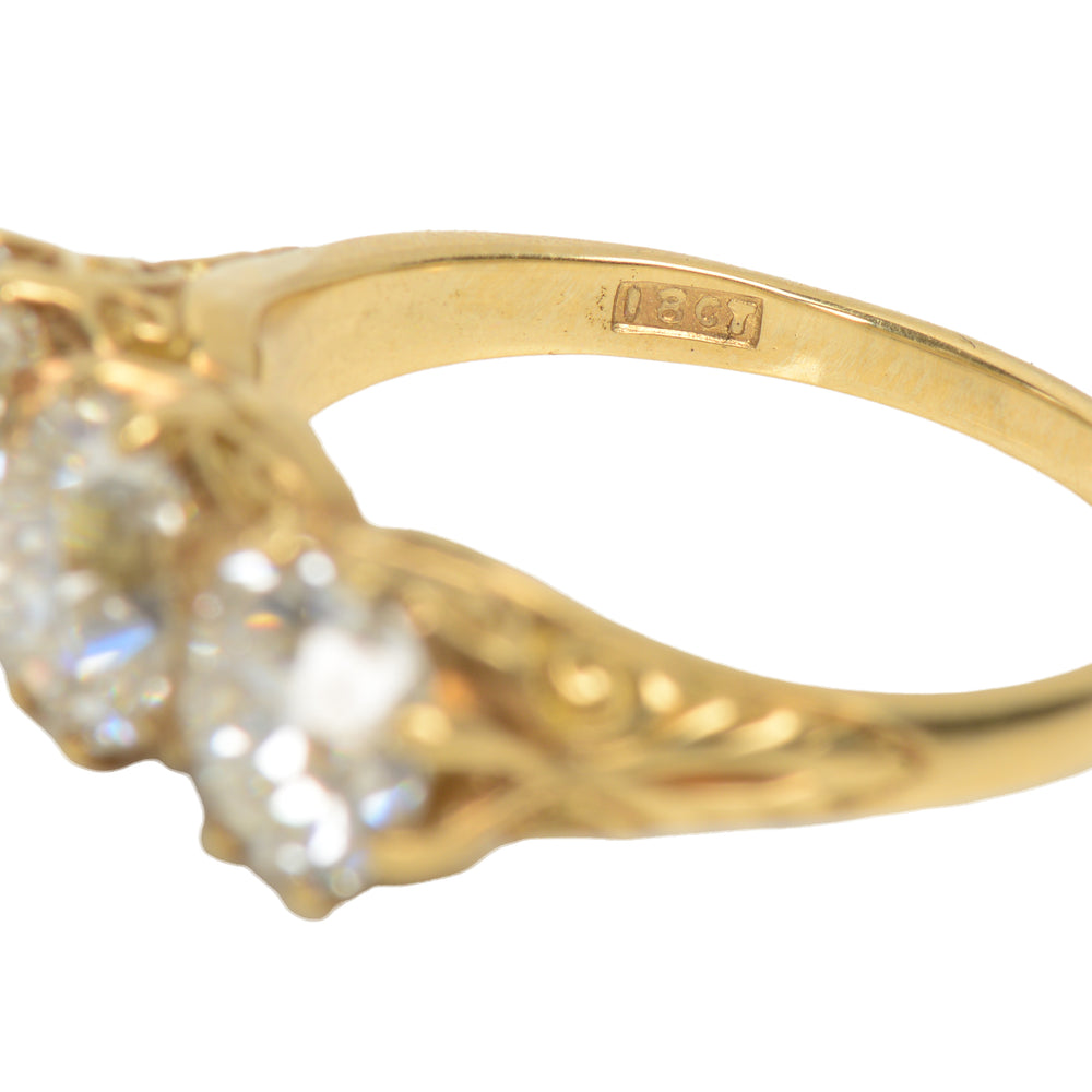 
                      
                        Three Old European Cut Diamond Trilogy Ring of 3.16 Carats
                      
                    
