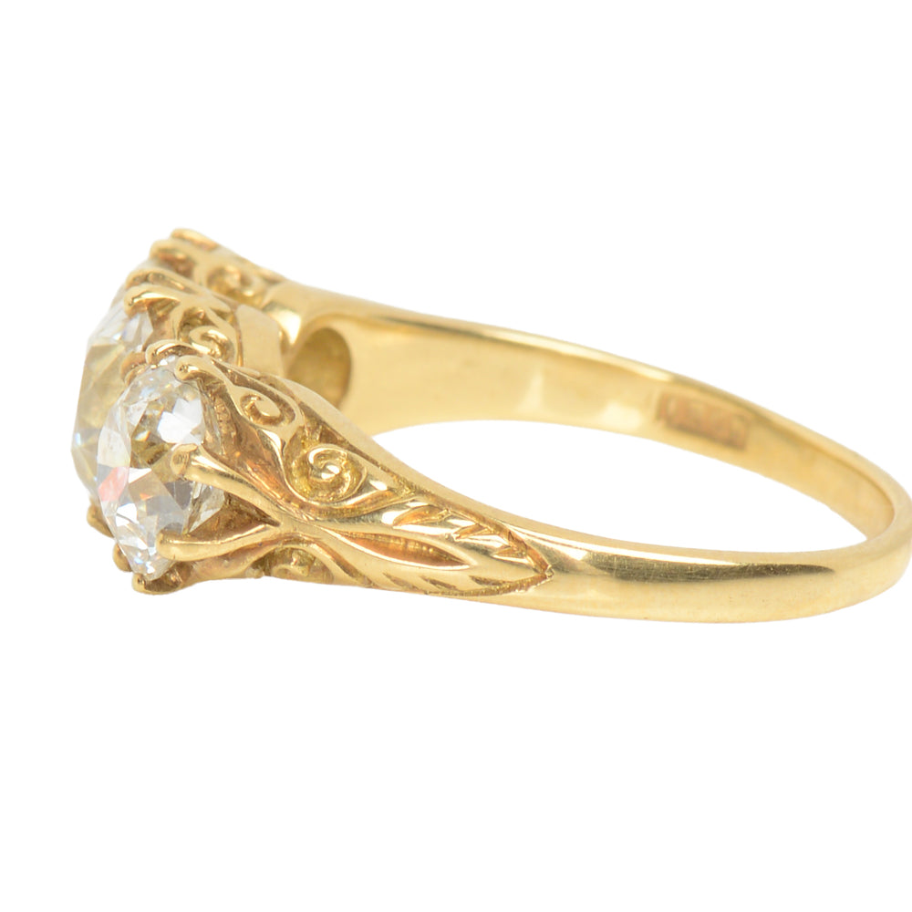 
                      
                        Three Old European Cut Diamond Trilogy Ring of 3.16 Carats
                      
                    