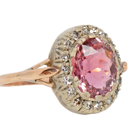 Oval Rose Pink Tourmaline Diamond Ring