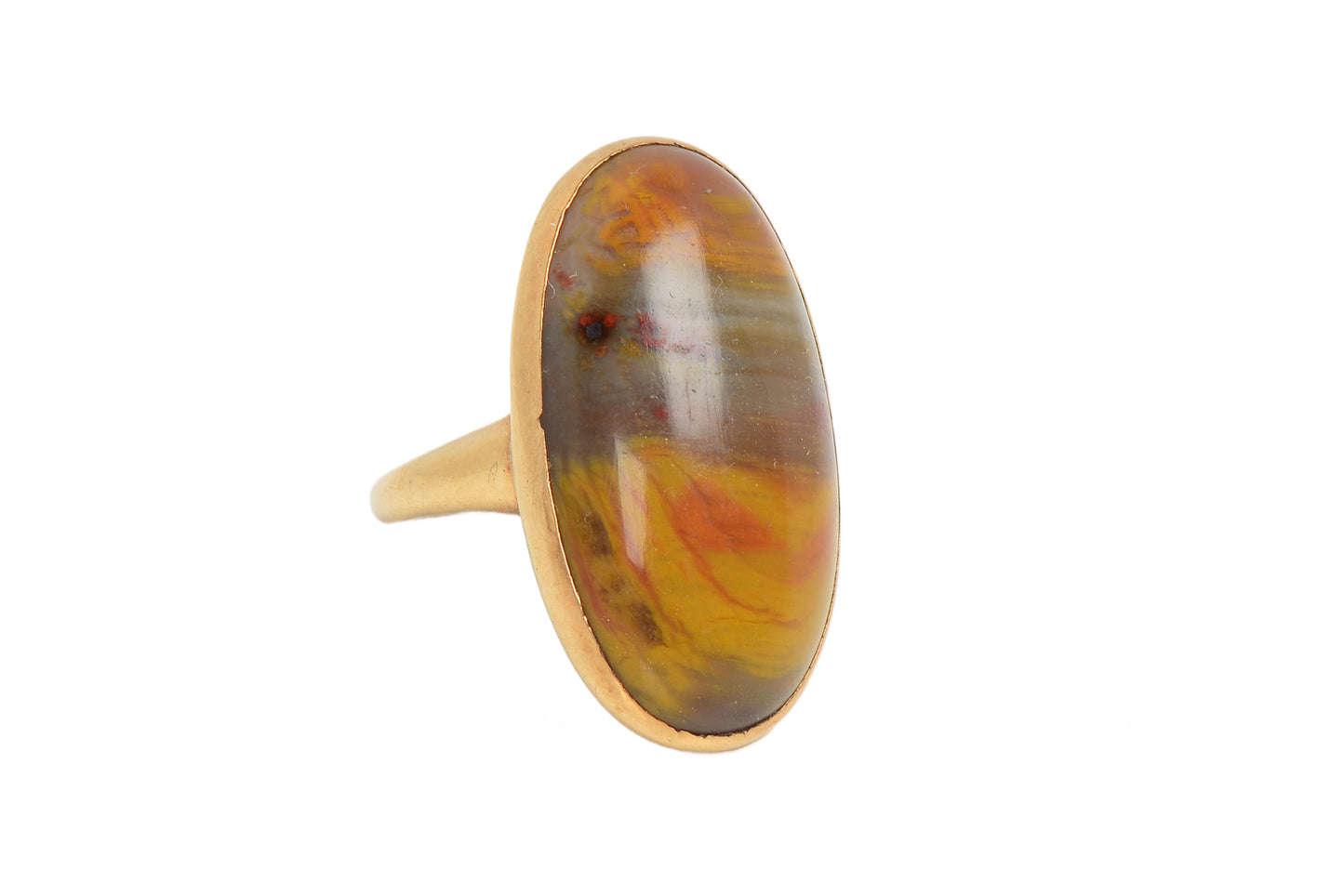 Vintage Oval Picture Agate Ring in Gold