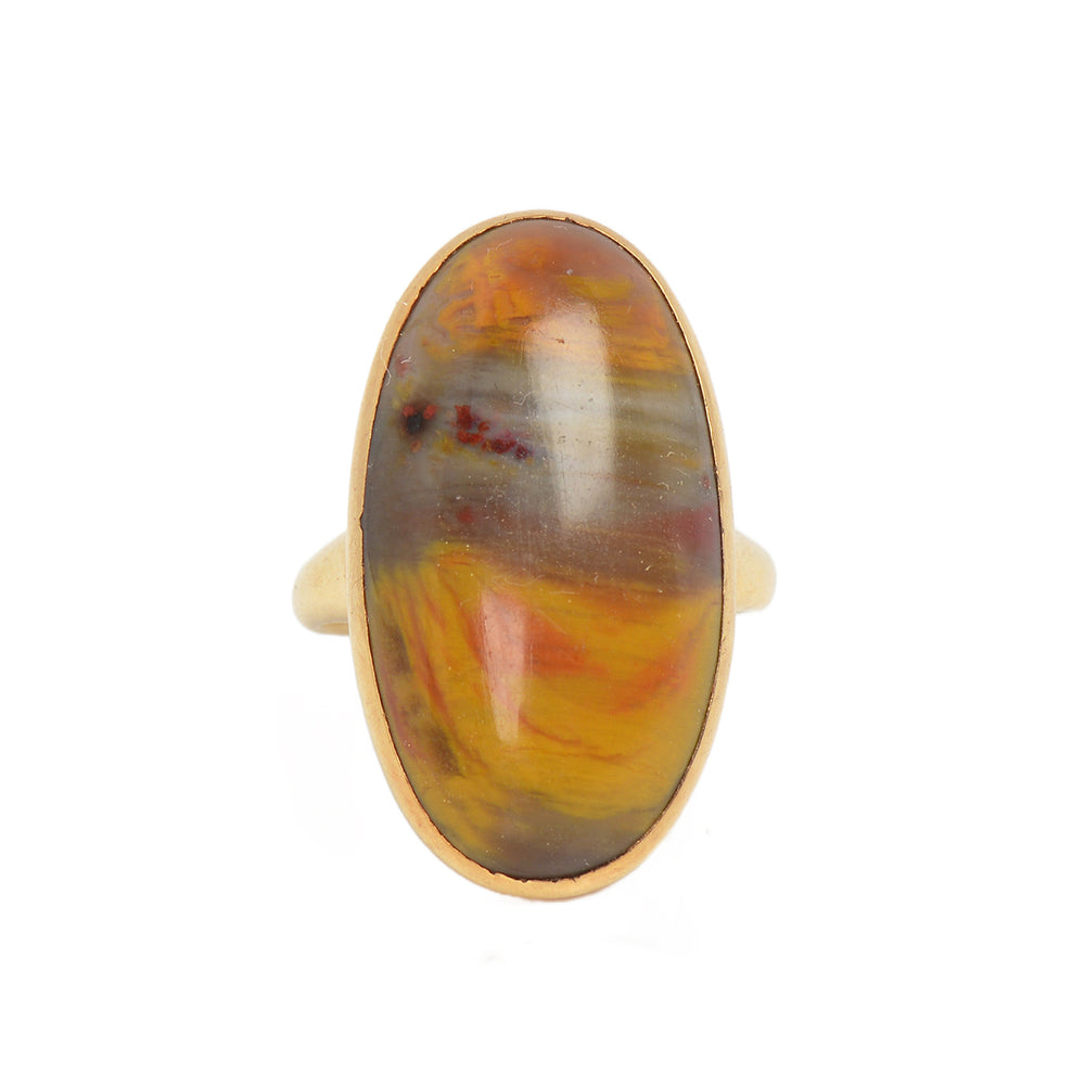 Vintage Oval Picture Agate Ring in Gold