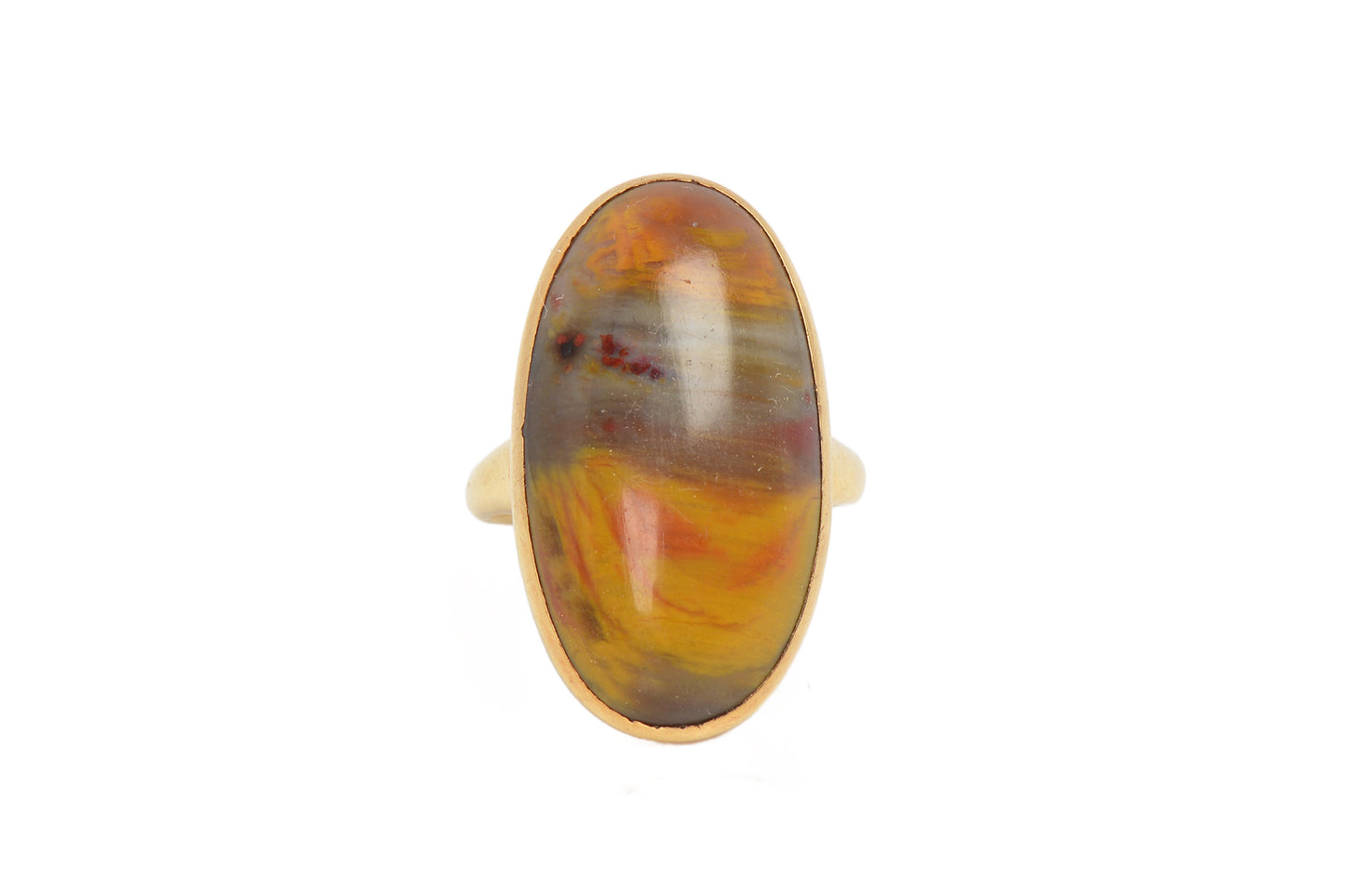 Vintage Oval Picture Agate Ring in Gold
