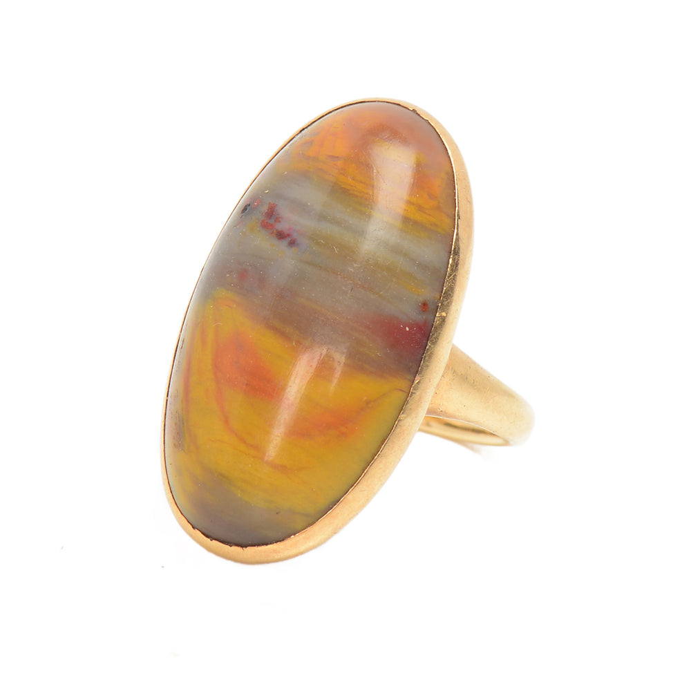 
                      
                        Vintage Oval Picture Agate Ring in Gold
                      
                    