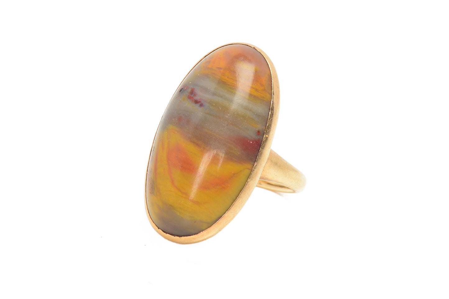 Vintage Oval Picture Agate Ring in Gold