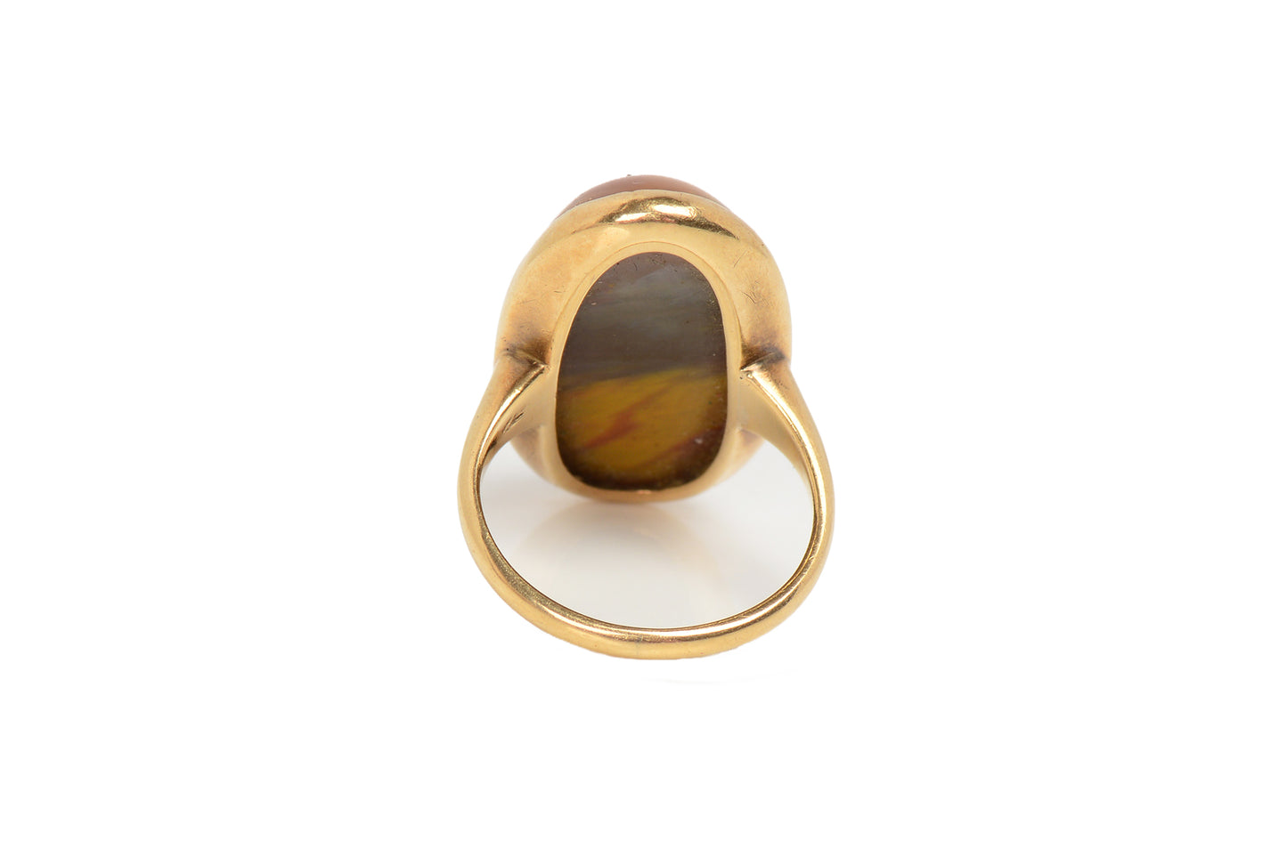 Vintage Oval Picture Agate Ring in Gold