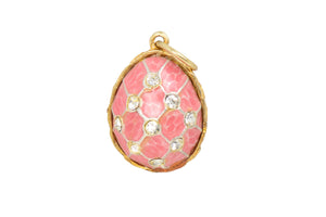 Vintage Vermeil Silver Pink Enamel Egg Charm