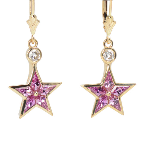 Starlight - Pink Sapphire Diamond Earrings