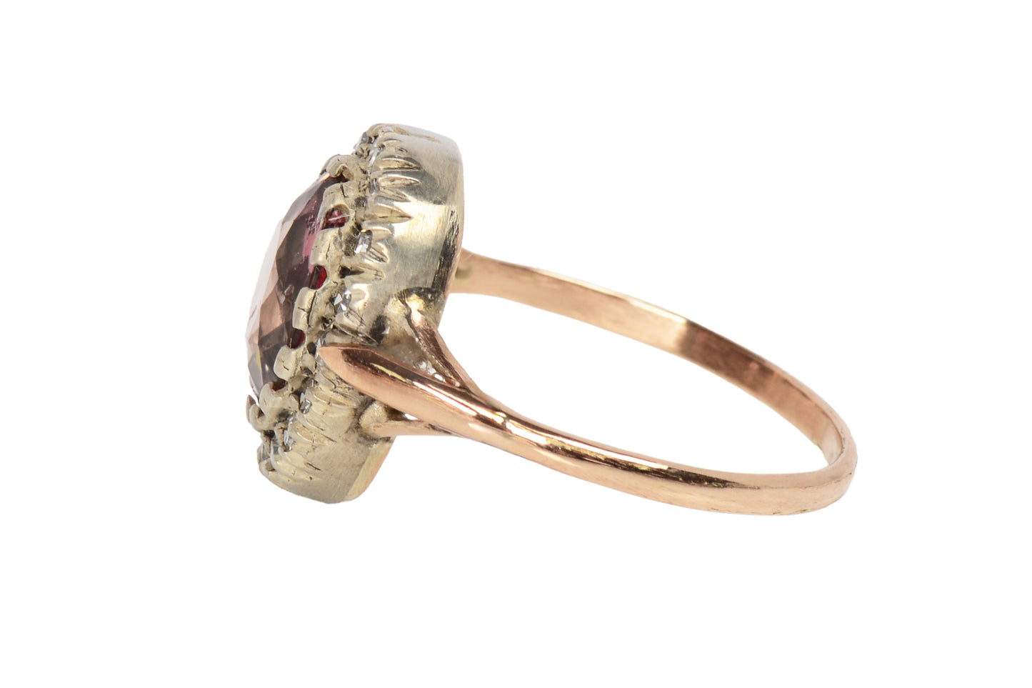 Oval Rose Pink Tourmaline Diamond Ring