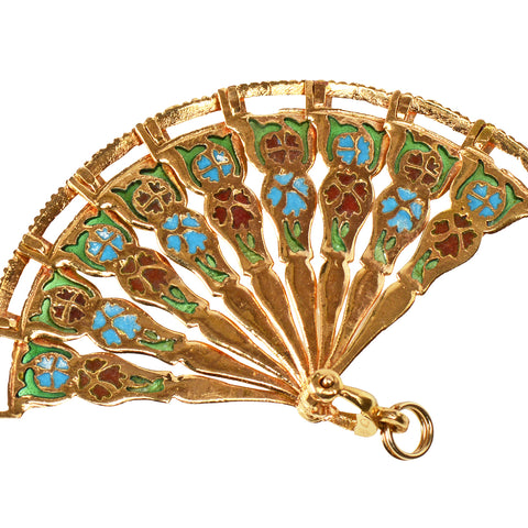 Plique-à-jour Folding Fan Pendant