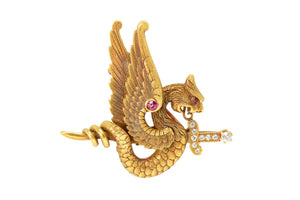 Superlative Riker Diamond Dragon Brooch
