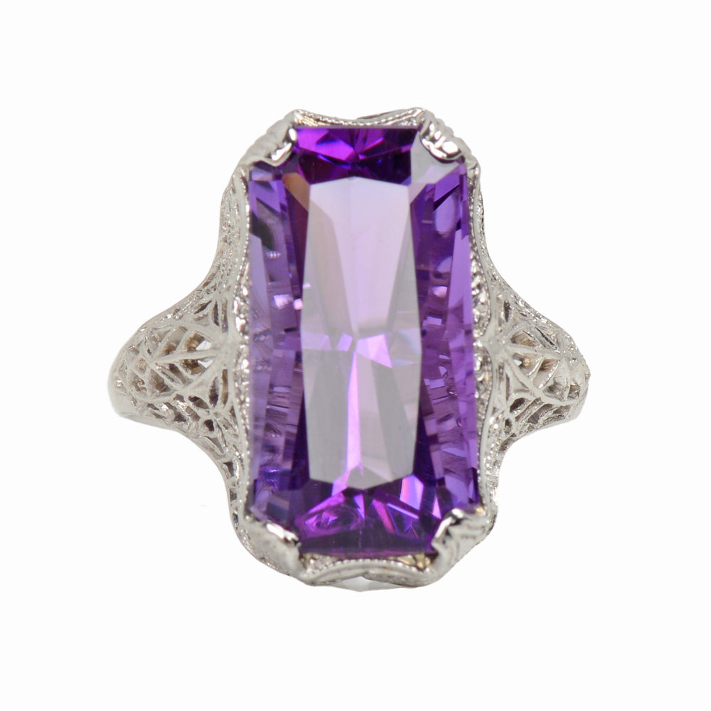 
                      
                        Light it Up - Glowing Amethyst White Gold Filigree RIng
                      
                    