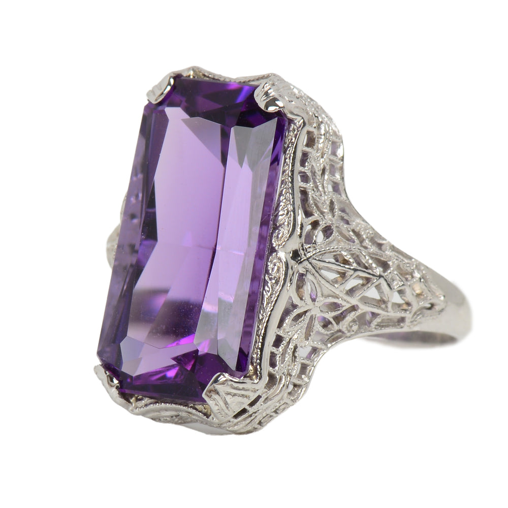 
                      
                        Light it Up - Glowing Amethyst White Gold Filigree RIng
                      
                    