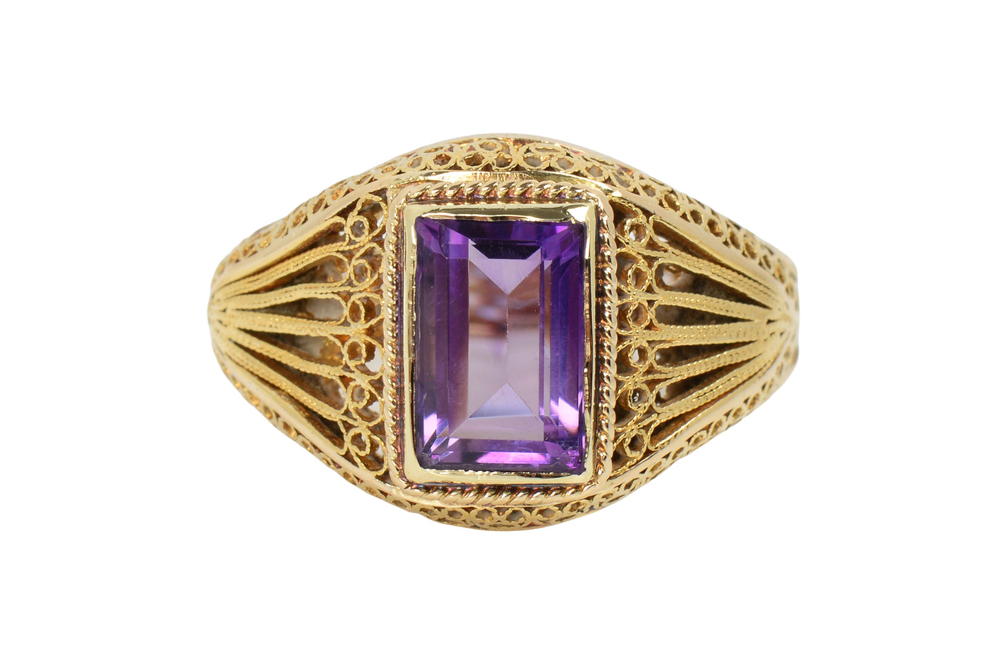 Curlicues - Unusual Antique Filigree Amethyst Ring