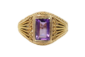 Curlicues - Unusual Antique Filigree Amethyst Ring