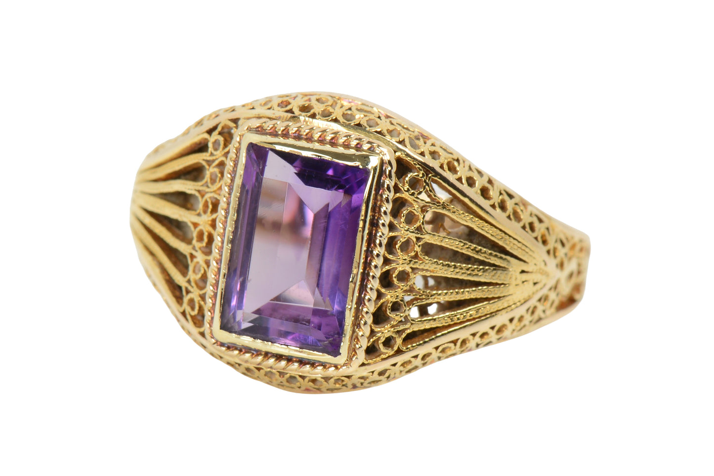 Curlicues - Unusual Antique Filigree Amethyst Ring