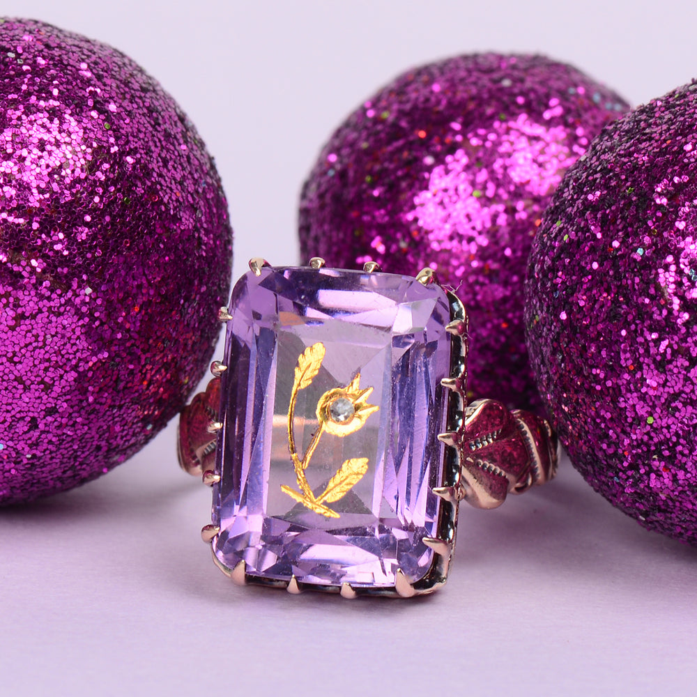 
                      
                        Rose of Sharon Amethyst Rose Gold Ring
                      
                    