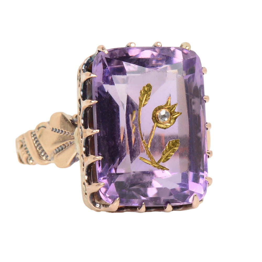 Rose of Sharon Amethyst Rose Gold Ring