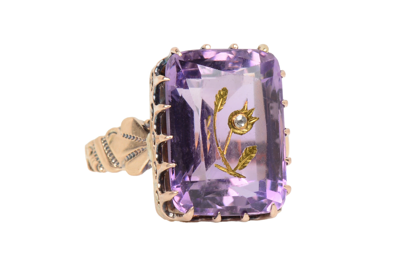 Rose of Sharon Amethyst Rose Gold Ring