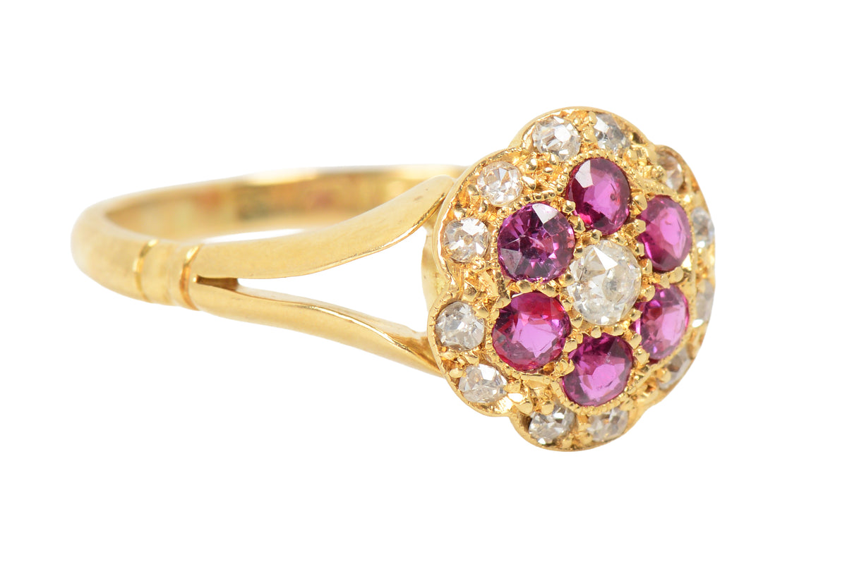 Antique Ruby Diamond Daisy Ring From 1911