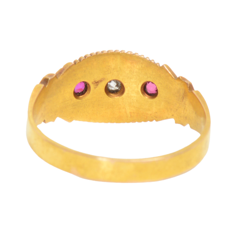 
                      
                        Ruby Diamond Gypsy Set Gold Ring from 1895
                      
                    