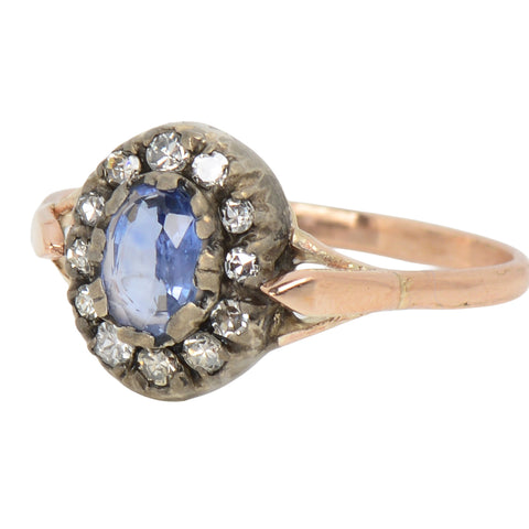 Natural Sapphire Diamond Cluster Ring