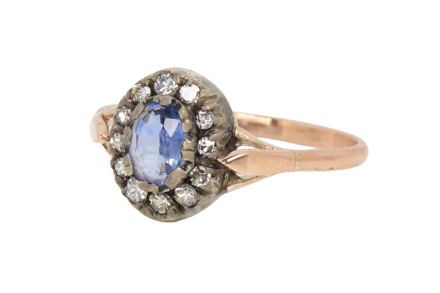 Natural Sapphire Diamond Cluster Ring