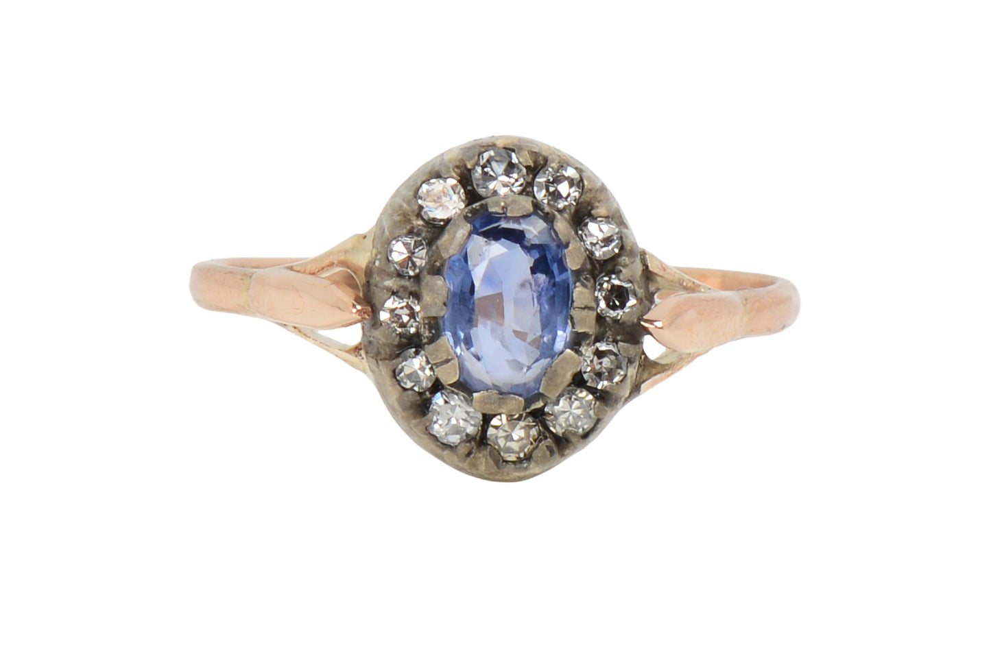 Natural Sapphire Diamond Cluster Ring