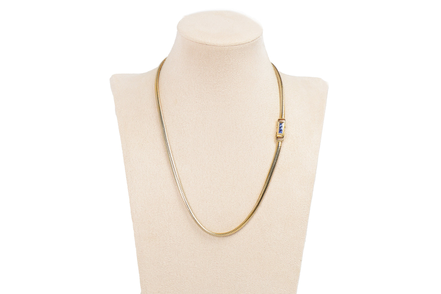 Sapphire Gold Snake Chain Necklace