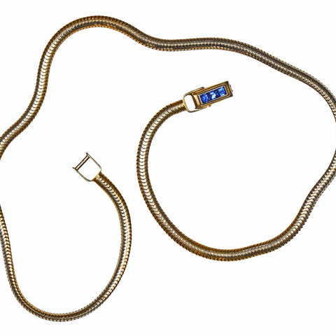 Sapphire Gold Snake Chain Necklace