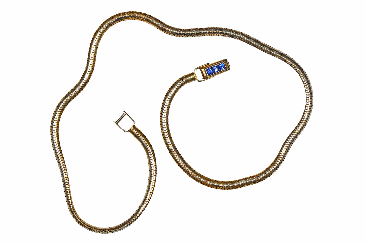 Sapphire Gold Snake Chain Necklace
