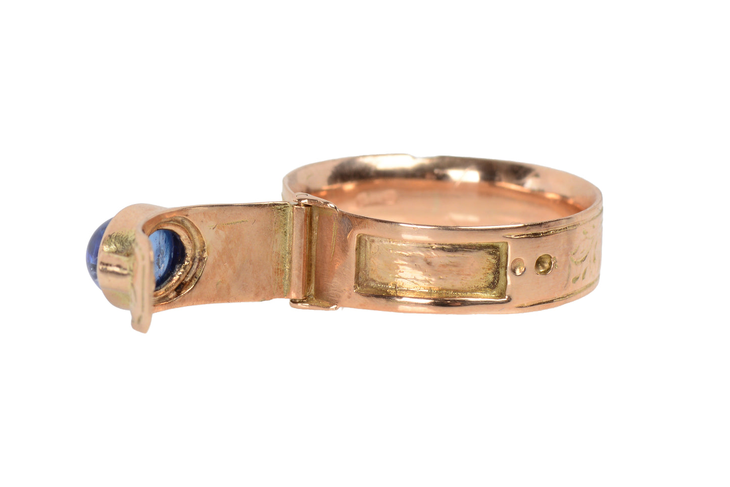 Secret Compartment Sapphire Buckle Ring