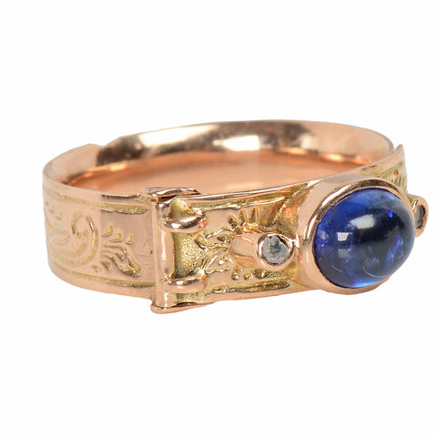 Secret Compartment Sapphire Buckle Ring