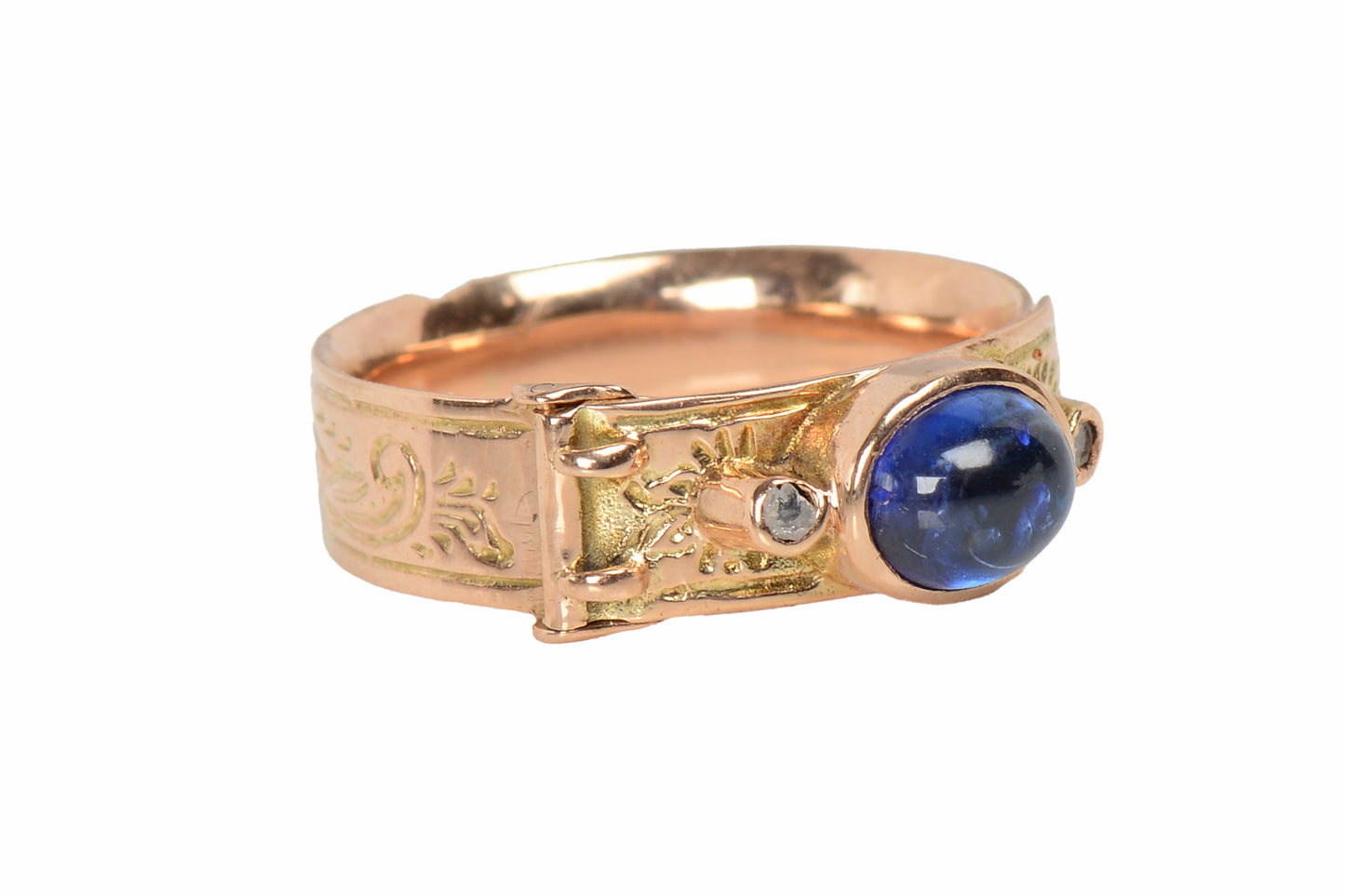 Secret Compartment Sapphire Buckle Ring
