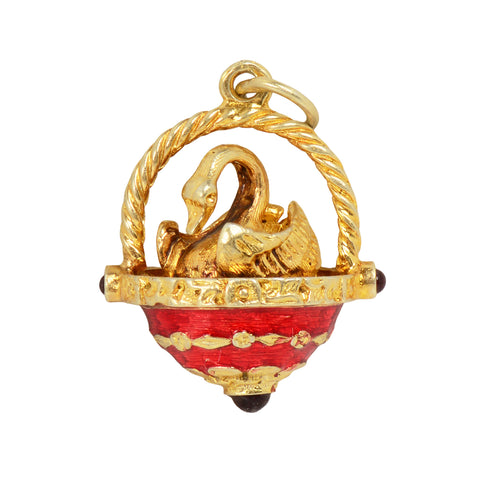 Swan Song - Vermeil Silver Enamel Pendant Charm