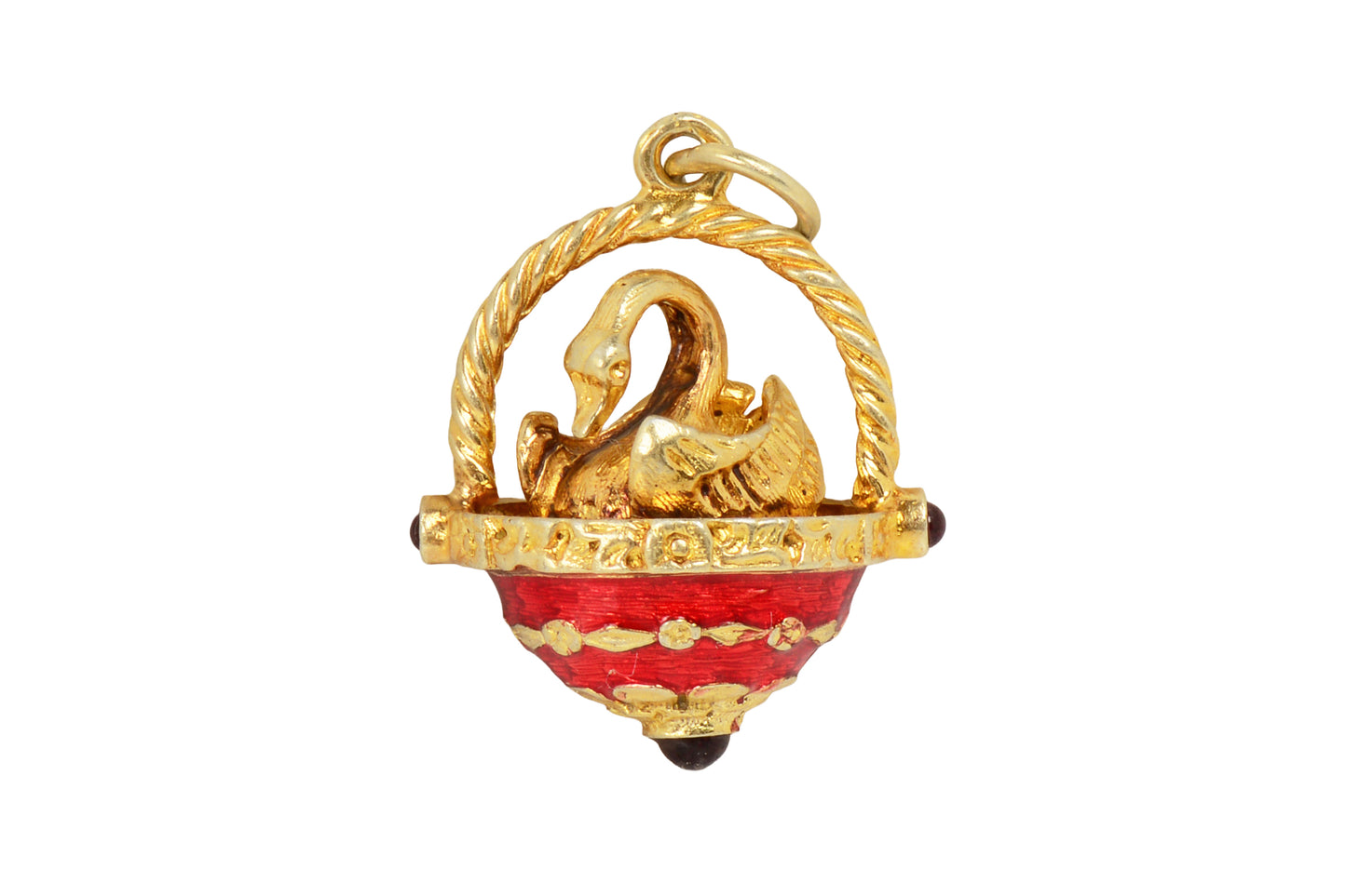 Swan Song - Vermeil Silver Enamel Pendant Charm