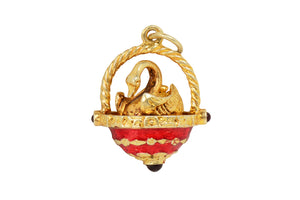 Swan Song - Vermeil Silver Enamel Pendant Charm