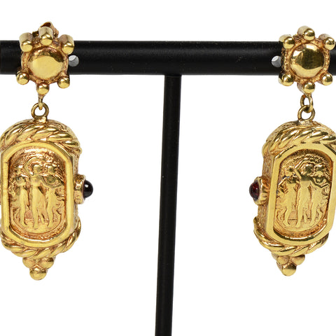 The Three Graces Motif Garnet 14k Earrings