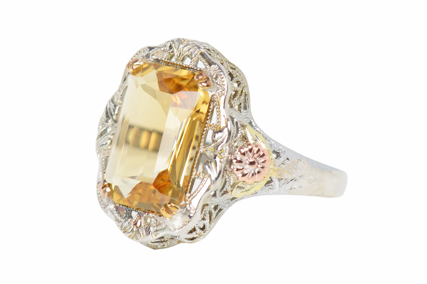 Sun & Petal - Three Color Gold Citrine RIng