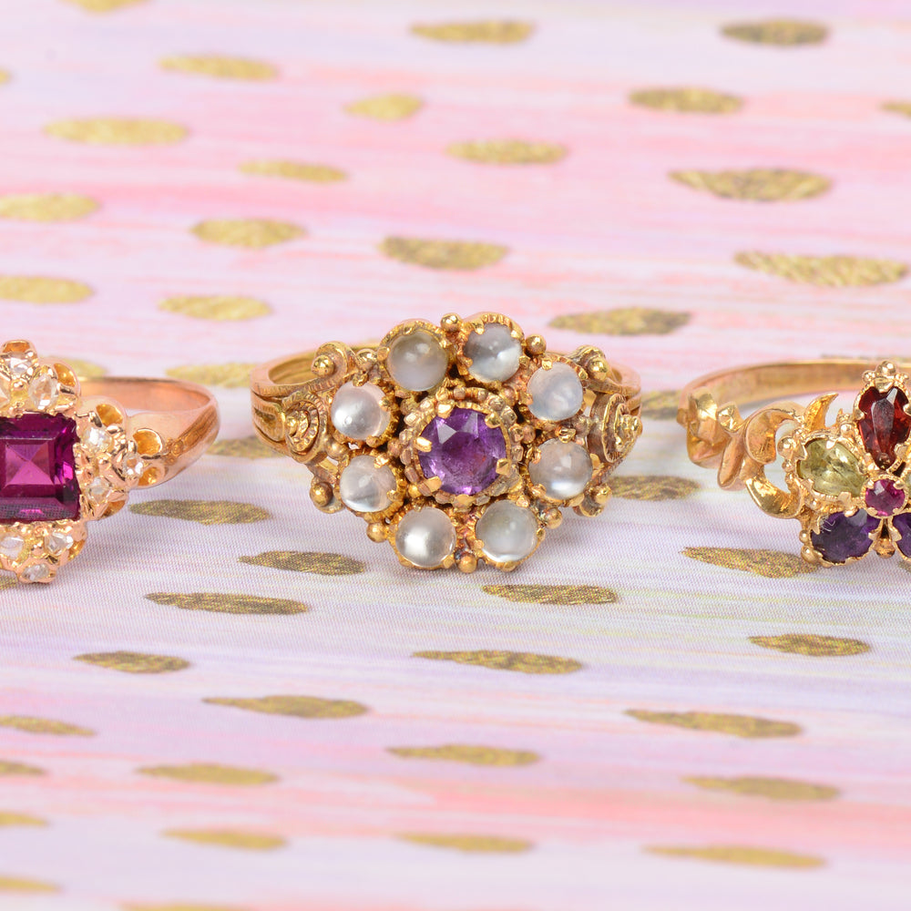 
                      
                        Whorls & Curls - Victorian Moonstone Amethyst Ring
                      
                    