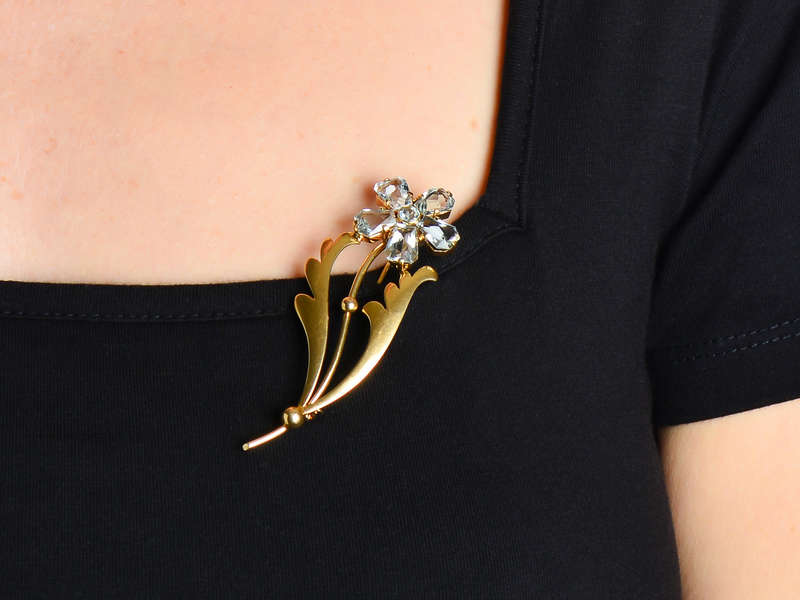 Tiffany & Co. Aquamarine Retro Flower Brooch