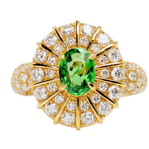 Enthralling Tsavorite Diamond Dinner Ring