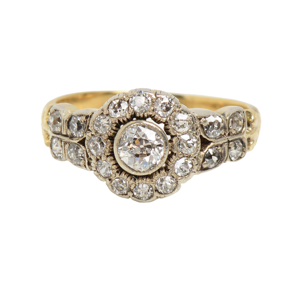 Victorian Diamond Cluster Engagement Wedding Ring
