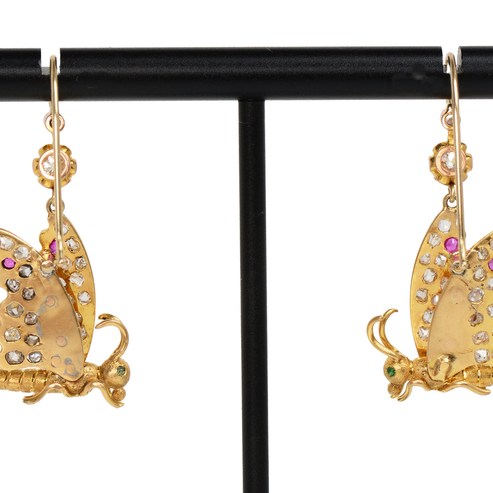
                      
                        Victorian Ephemeral - Diamond & Ruby Butterfly Earrings
                      
                    