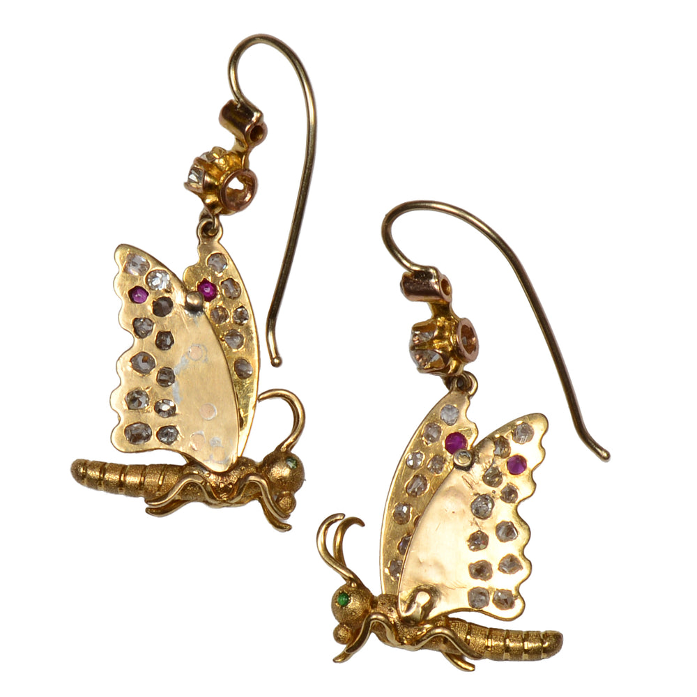 
                      
                        Victorian Ephemeral - Diamond & Ruby Butterfly Earrings
                      
                    