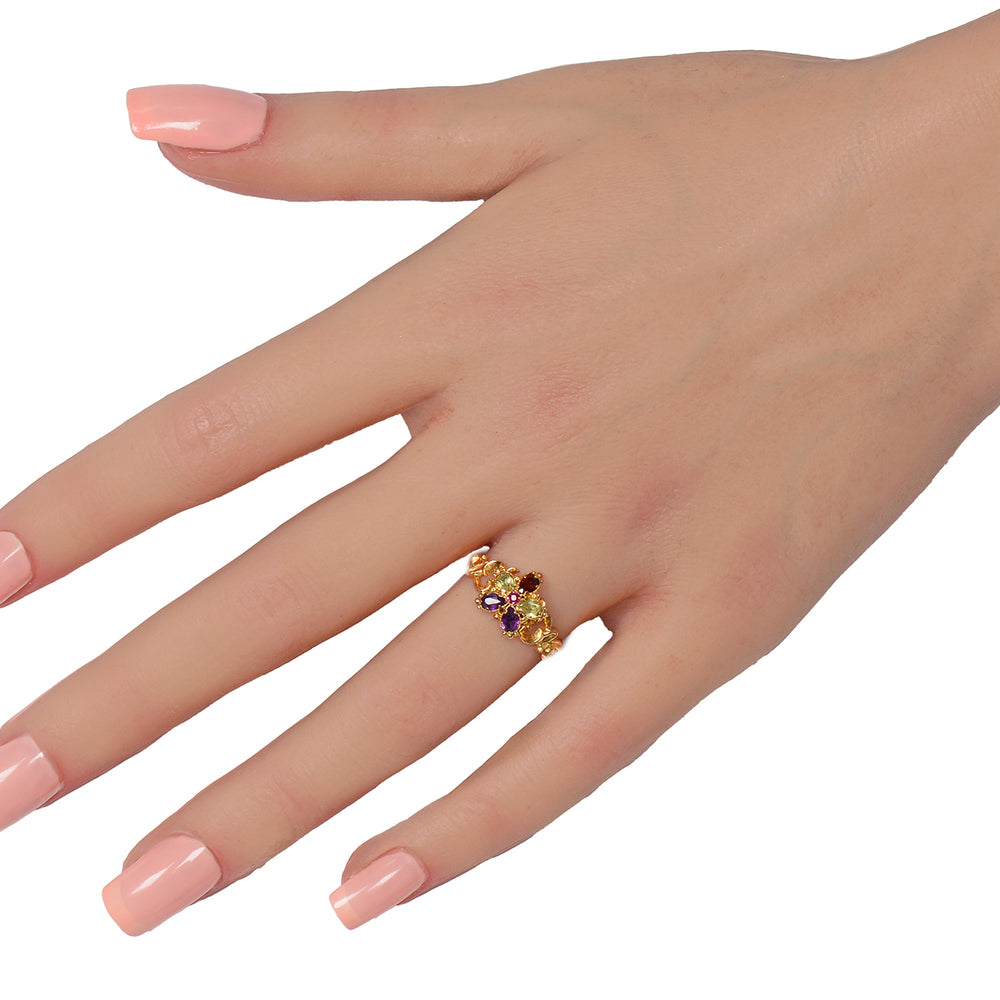 
                      
                        Victorian Antique Gem Pansy Motif Gold Ring
                      
                    