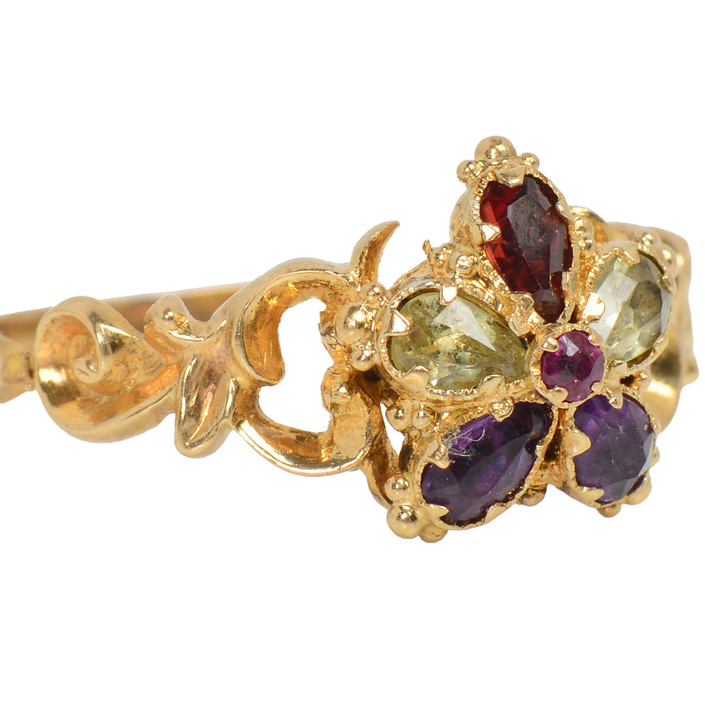 
                      
                        Victorian Antique Gem Pansy Motif Gold Ring
                      
                    