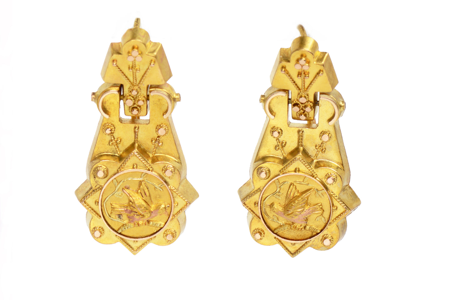 Victorian Gold Bird Motif Earrings